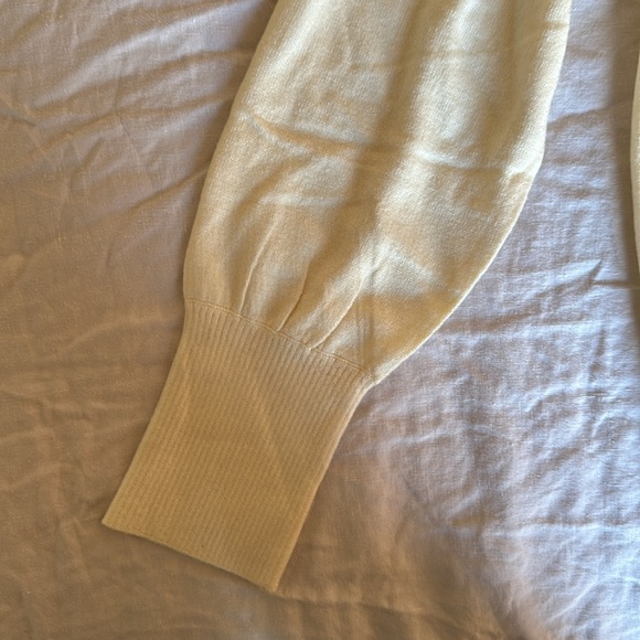 AYR V-Neck Button Cardigan in Pale Yellow/Cream - Picture 3 of 5